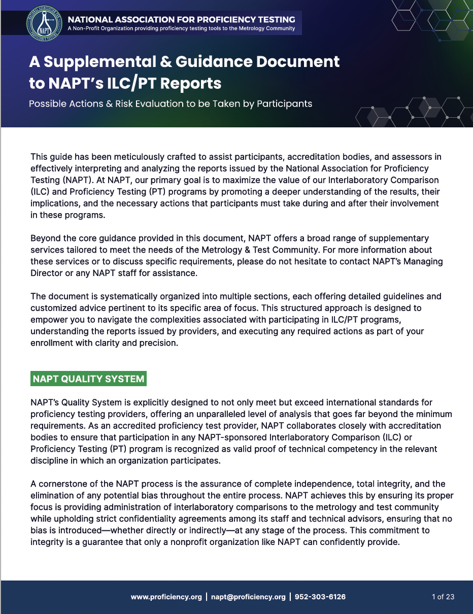 Supplemental Guide to Interpreting ILC/PT Reports