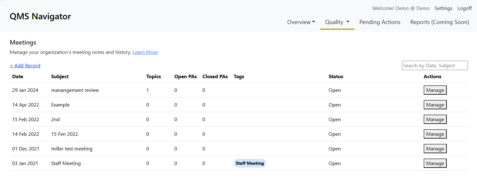 QMS Meetings - National Association for Proficiency Testing (NAPT)